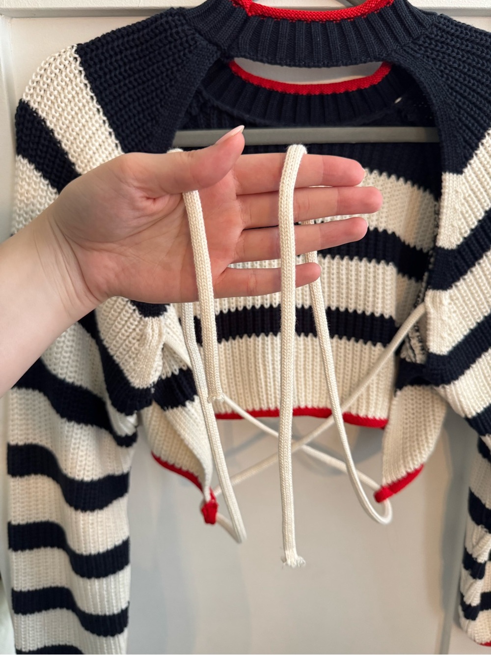 Zara Striped Open Back Cropped Sweater - Picture 6 of 8